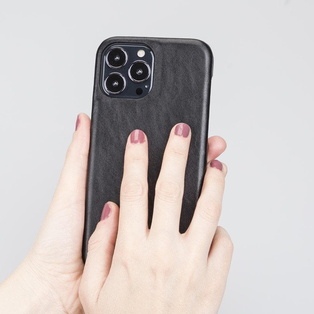 Coque arrière intégrale en cuir véritable pour iPhone 13 série F360