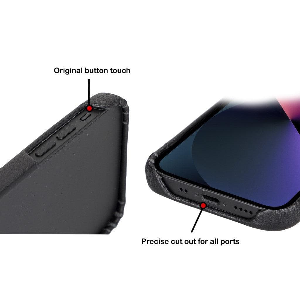 Coque arrière intégrale en cuir véritable pour iPhone 13 série F360