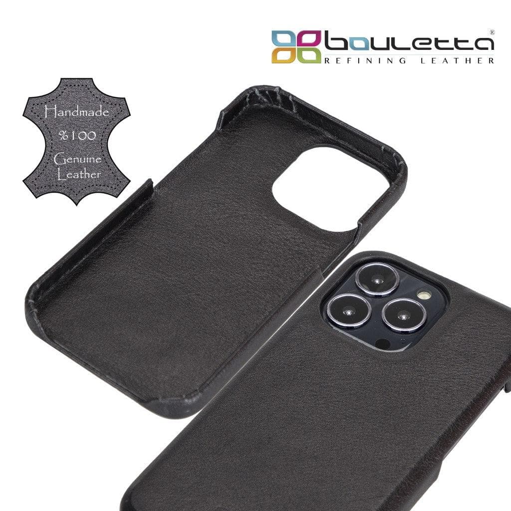 Coque arrière intégrale en cuir véritable pour iPhone 13 série F360