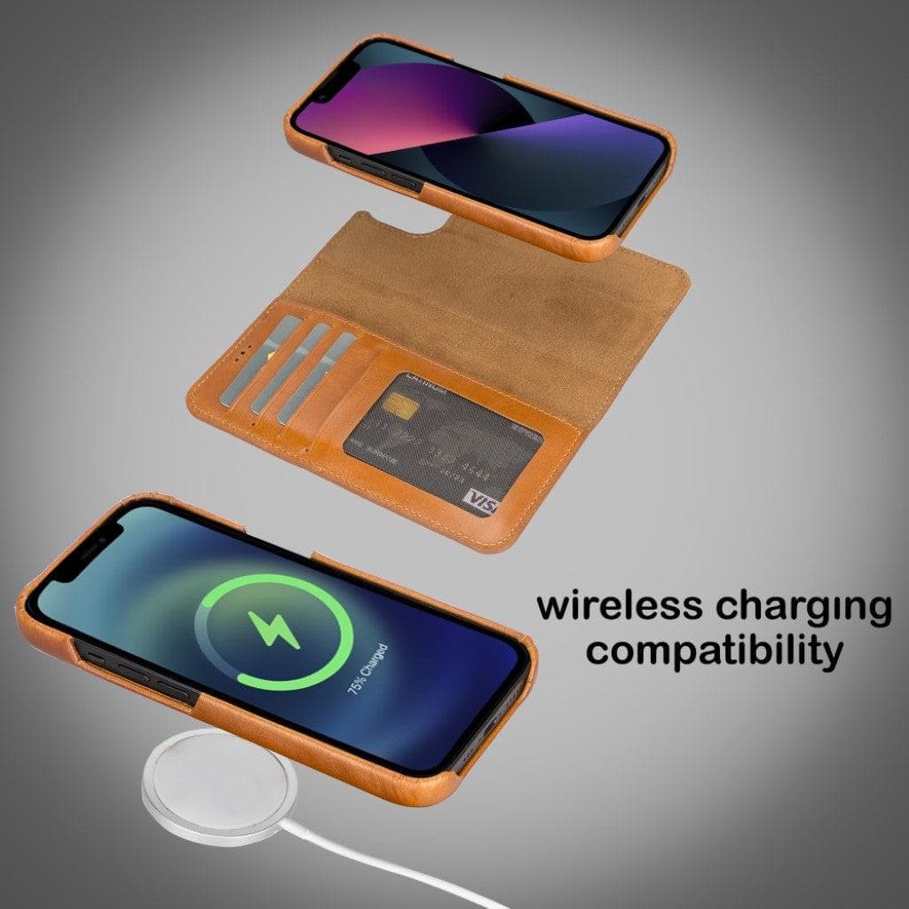 Étui portefeuille amovible magique en cuir véritable F360 pour iPhone 13 Series