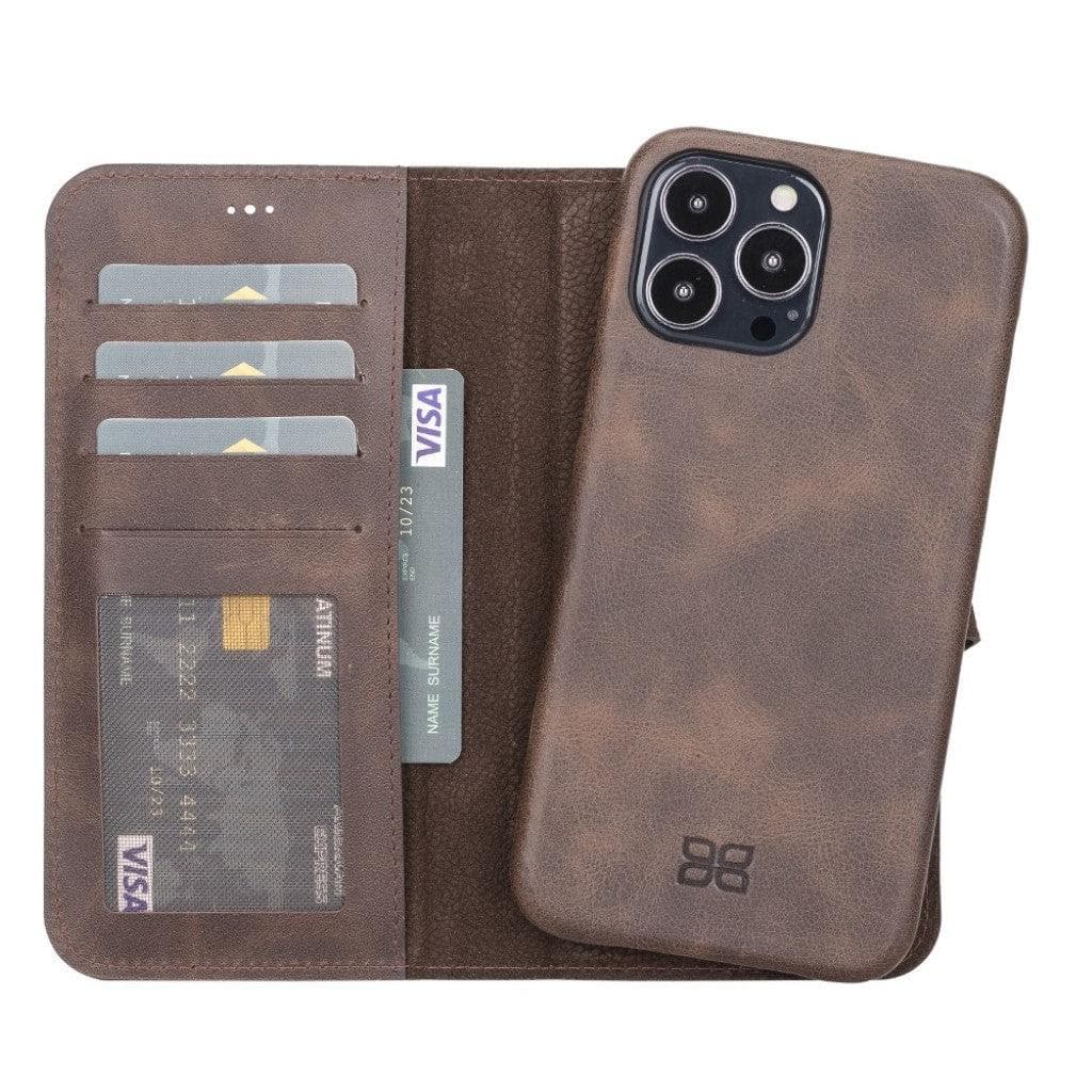 Étui portefeuille amovible magique en cuir véritable F360 pour iPhone 13 Series