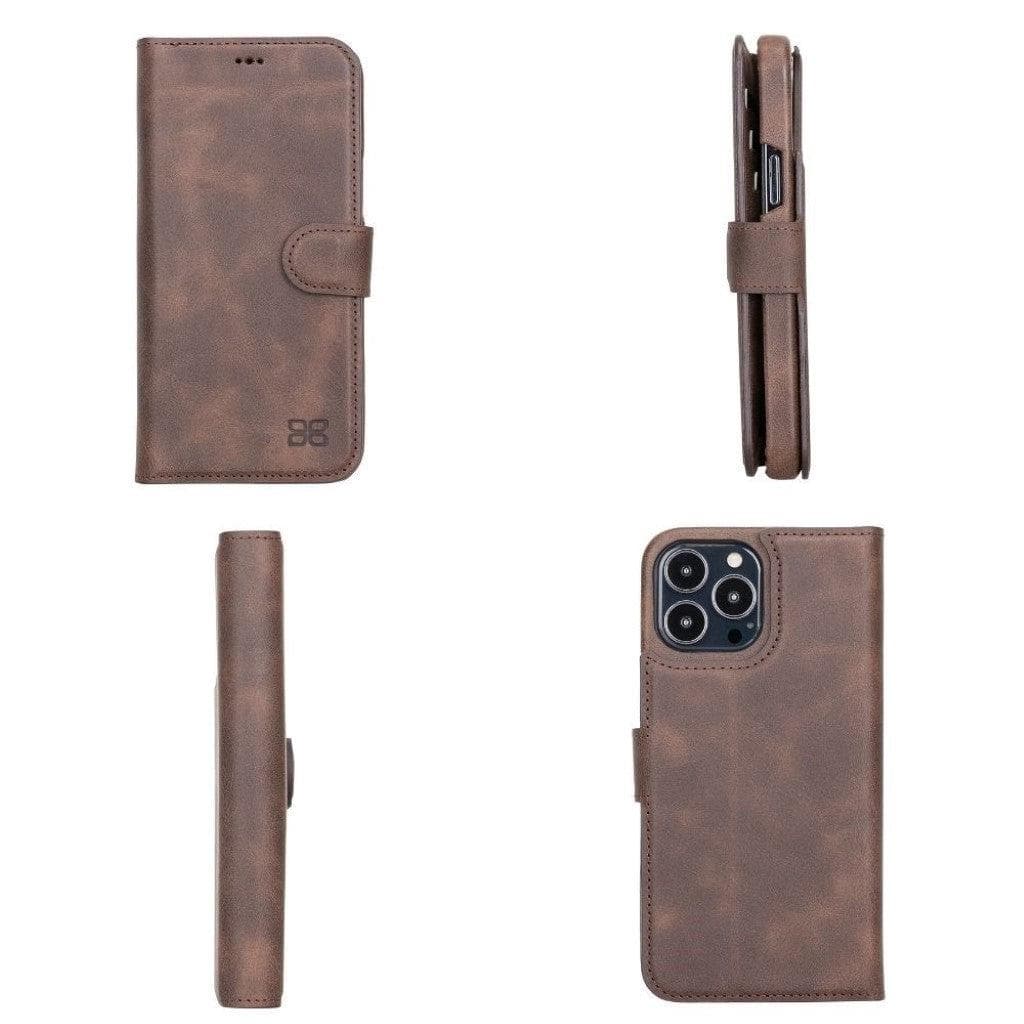 Étui portefeuille amovible magique en cuir véritable F360 pour iPhone 13 Series