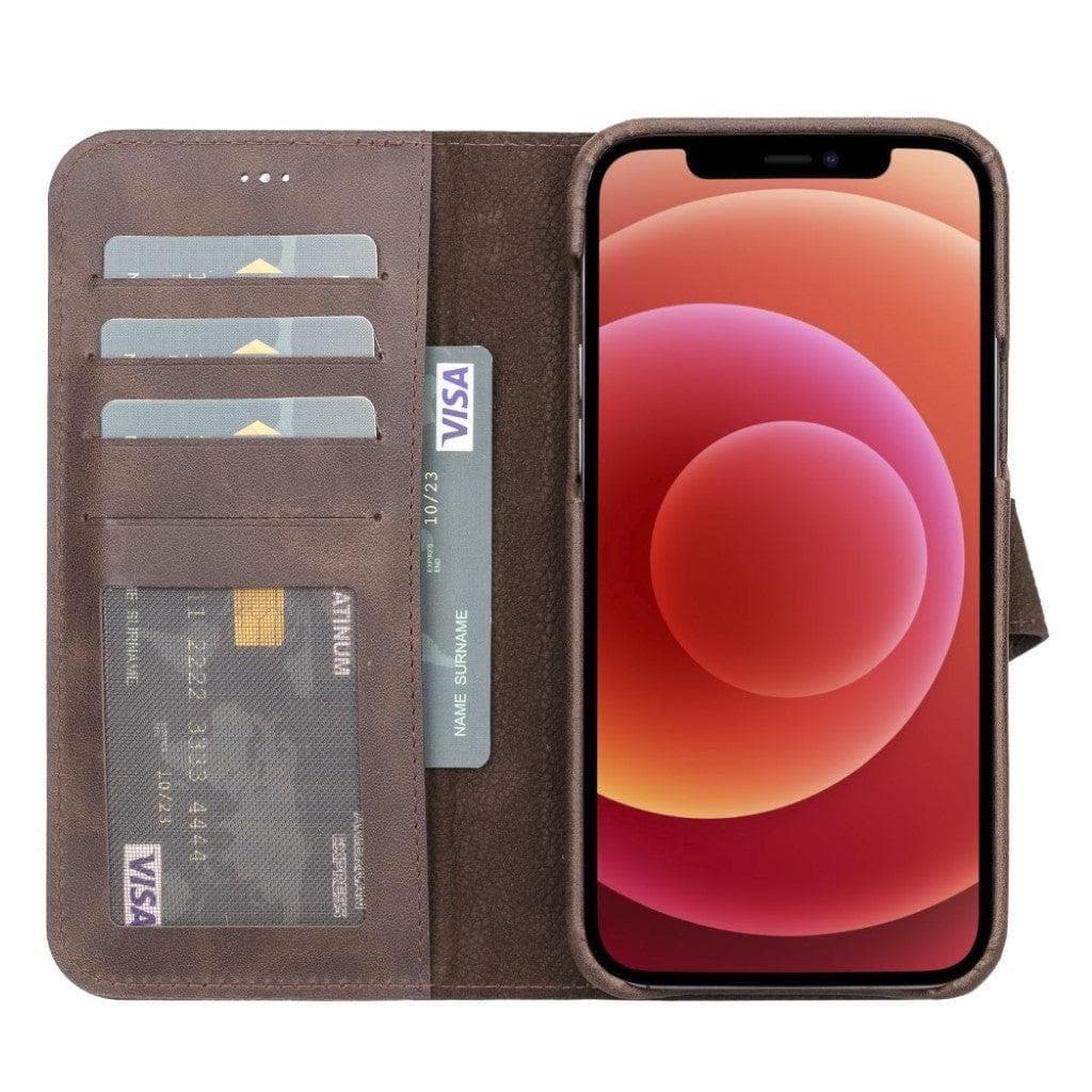 Étui portefeuille amovible magique en cuir véritable F360 pour iPhone 13 Series