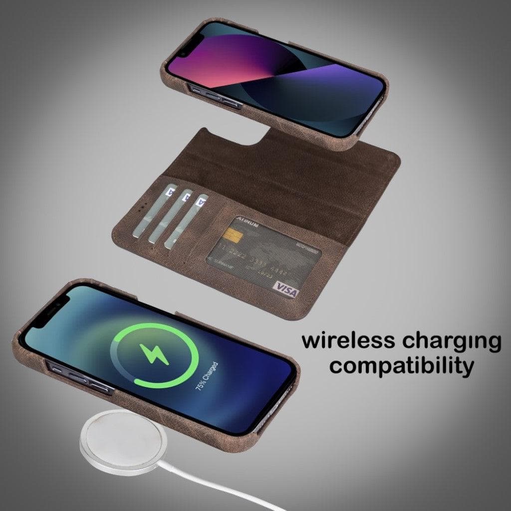 Étui portefeuille amovible magique en cuir véritable F360 pour iPhone 13 Series