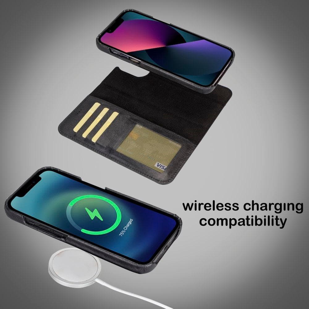 Étui portefeuille amovible magique en cuir véritable F360 pour iPhone 13 Series
