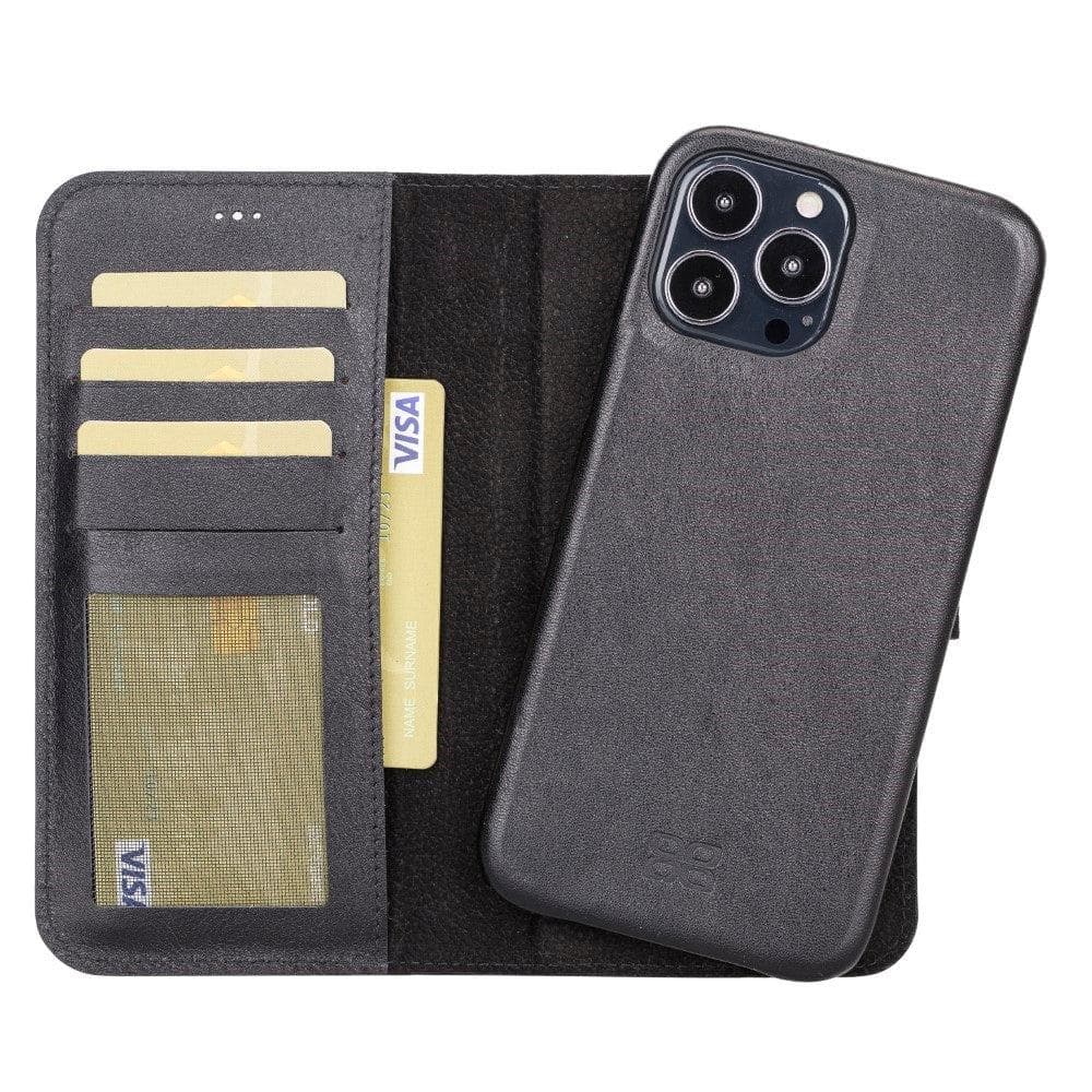 Étui portefeuille amovible magique en cuir véritable F360 pour iPhone 13 Series