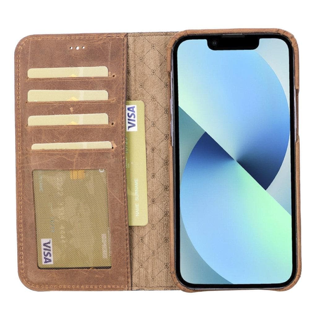 Étui portefeuille amovible magique en cuir véritable F360 pour iPhone 13 Series
