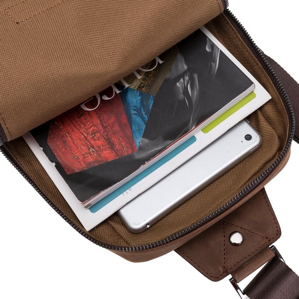 Priene Genuine Leather Crossbody Bag for Women and Men