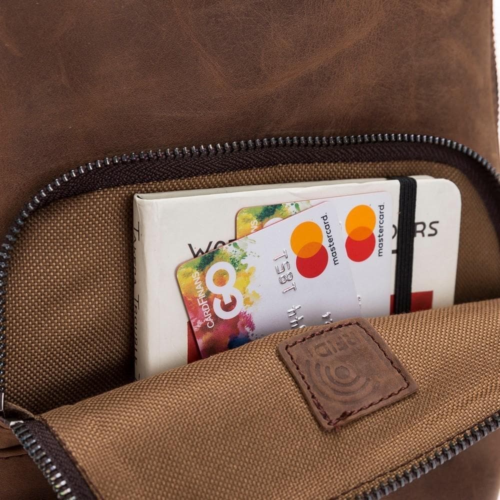 Priene Genuine Leather Crossbody Bag for Women and Men