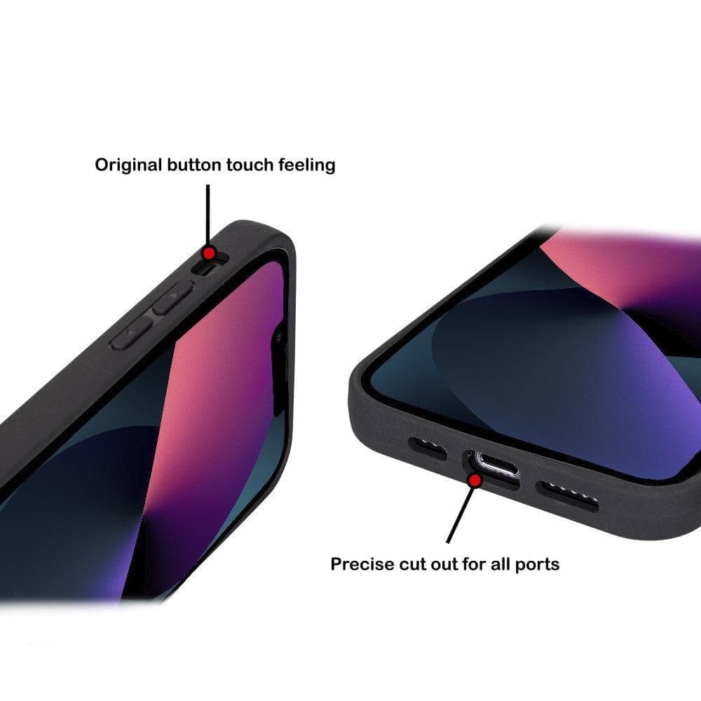 Coque arrière en cuir véritable pour iPhone 15 Pro Max (6,7 pouces) avec porte-cartes