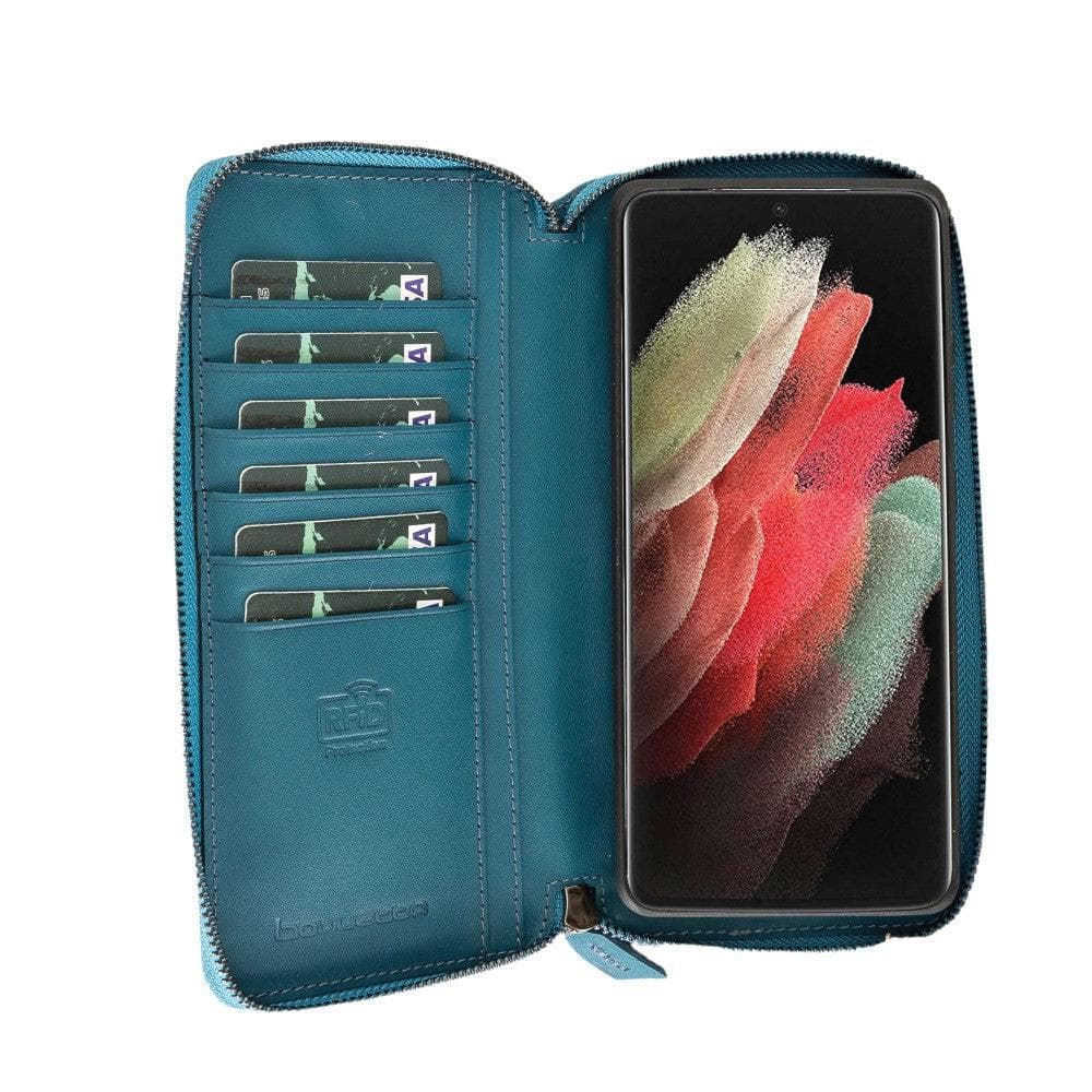 Samsung Galaxy S21 Series Genuine Leather Pouch Magic Wallet Detachable and Zipper Wallet Case