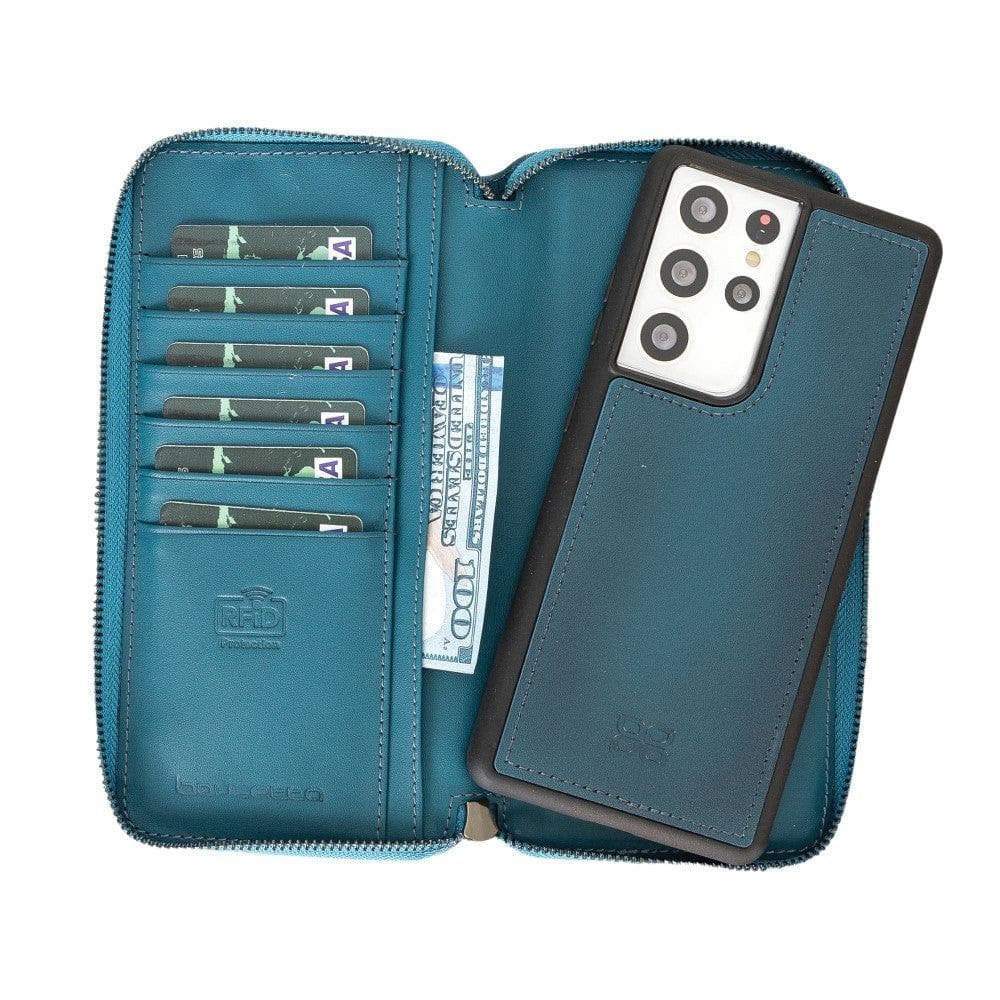 Samsung Galaxy S21 Series Genuine Leather Pouch Magic Wallet Detachable and Zipper Wallet Case