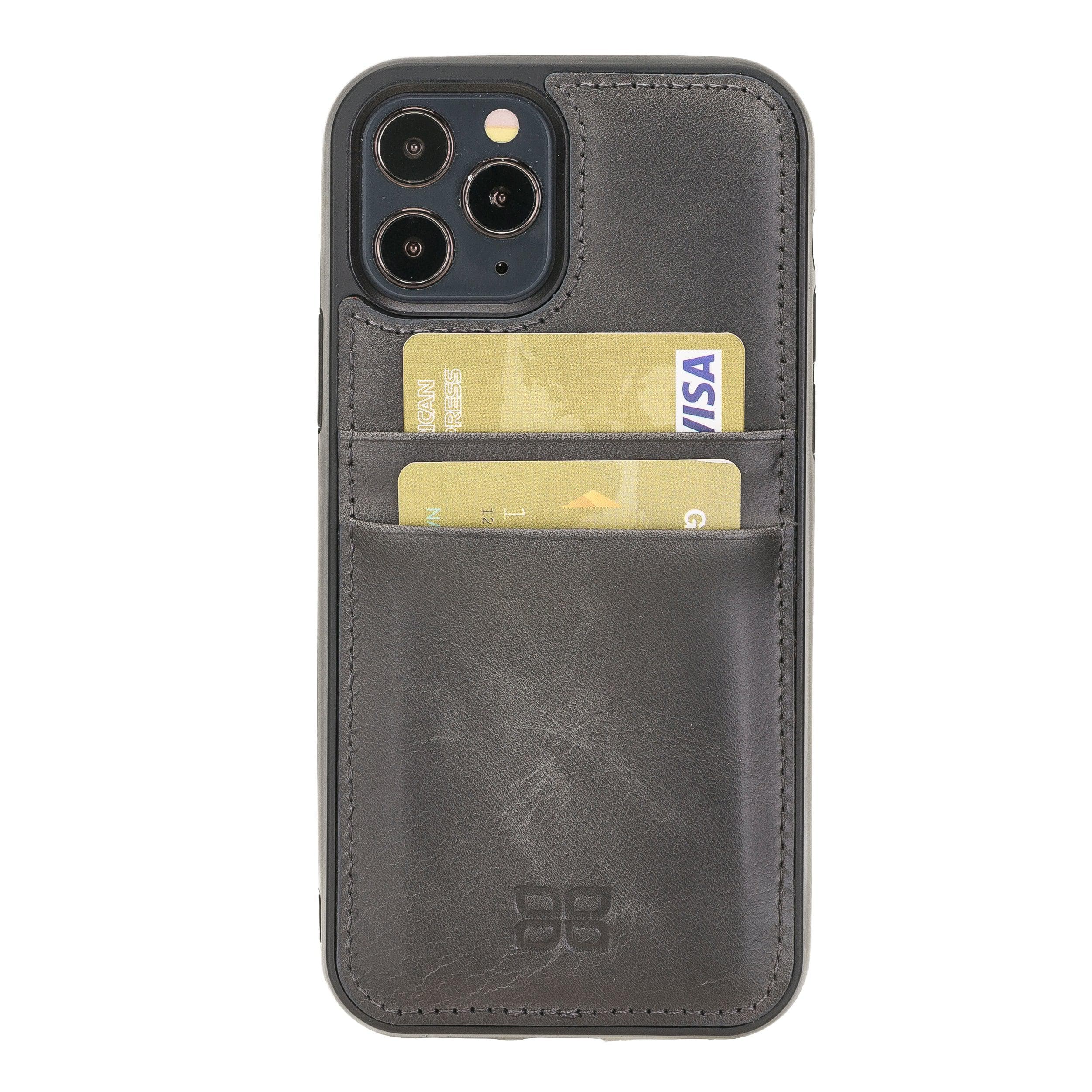 iPhone 12 Series Genuine Leather Back Cover with Card Holder