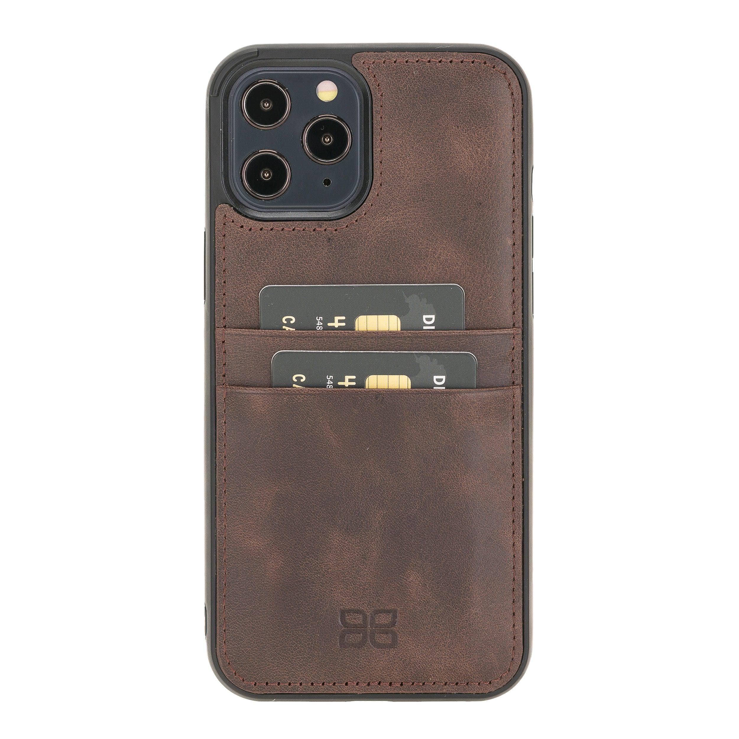 iPhone 12 Series Genuine Leather Back Cover with Card Holder