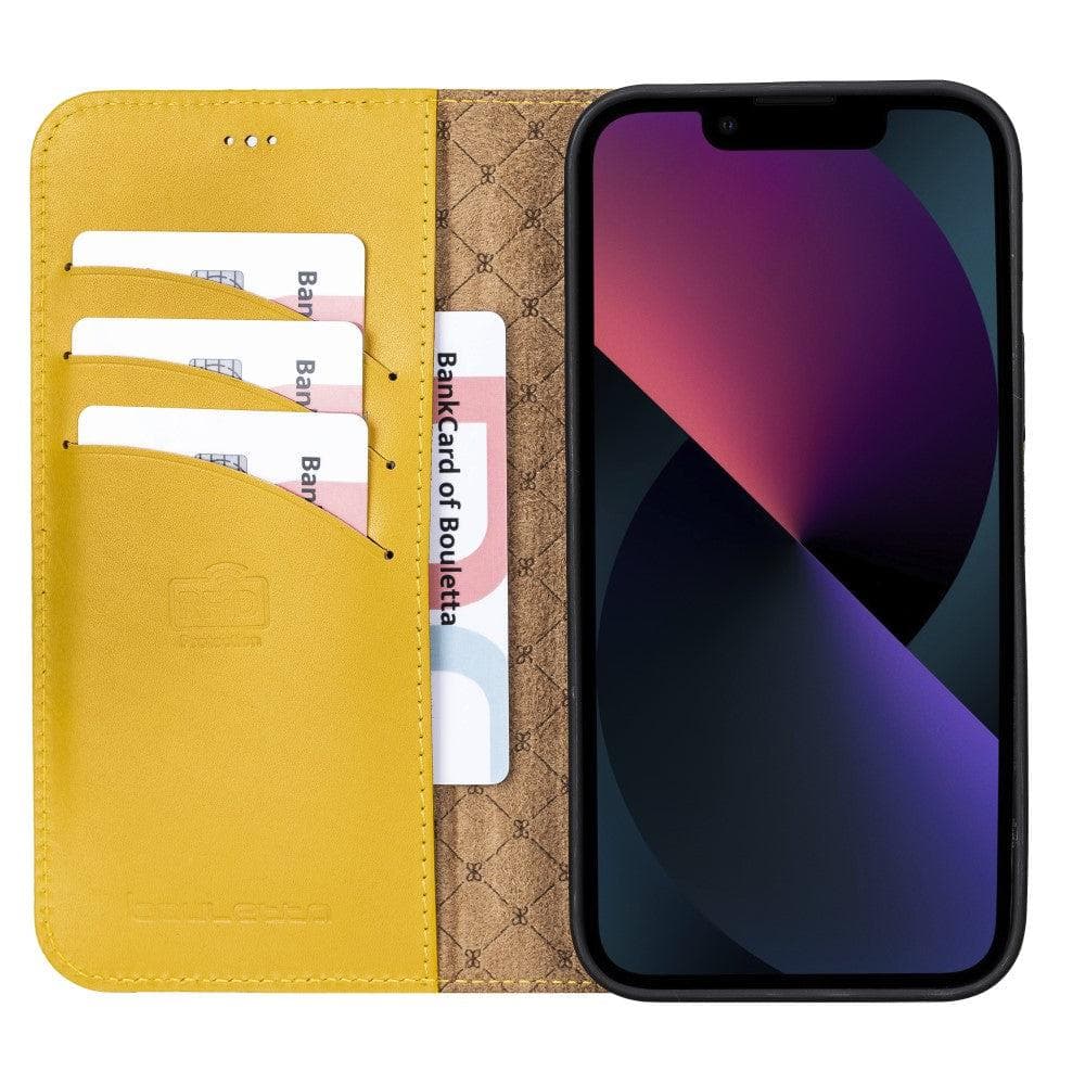 Étui portefeuille détachable en cuir véritable pour iPhone 13