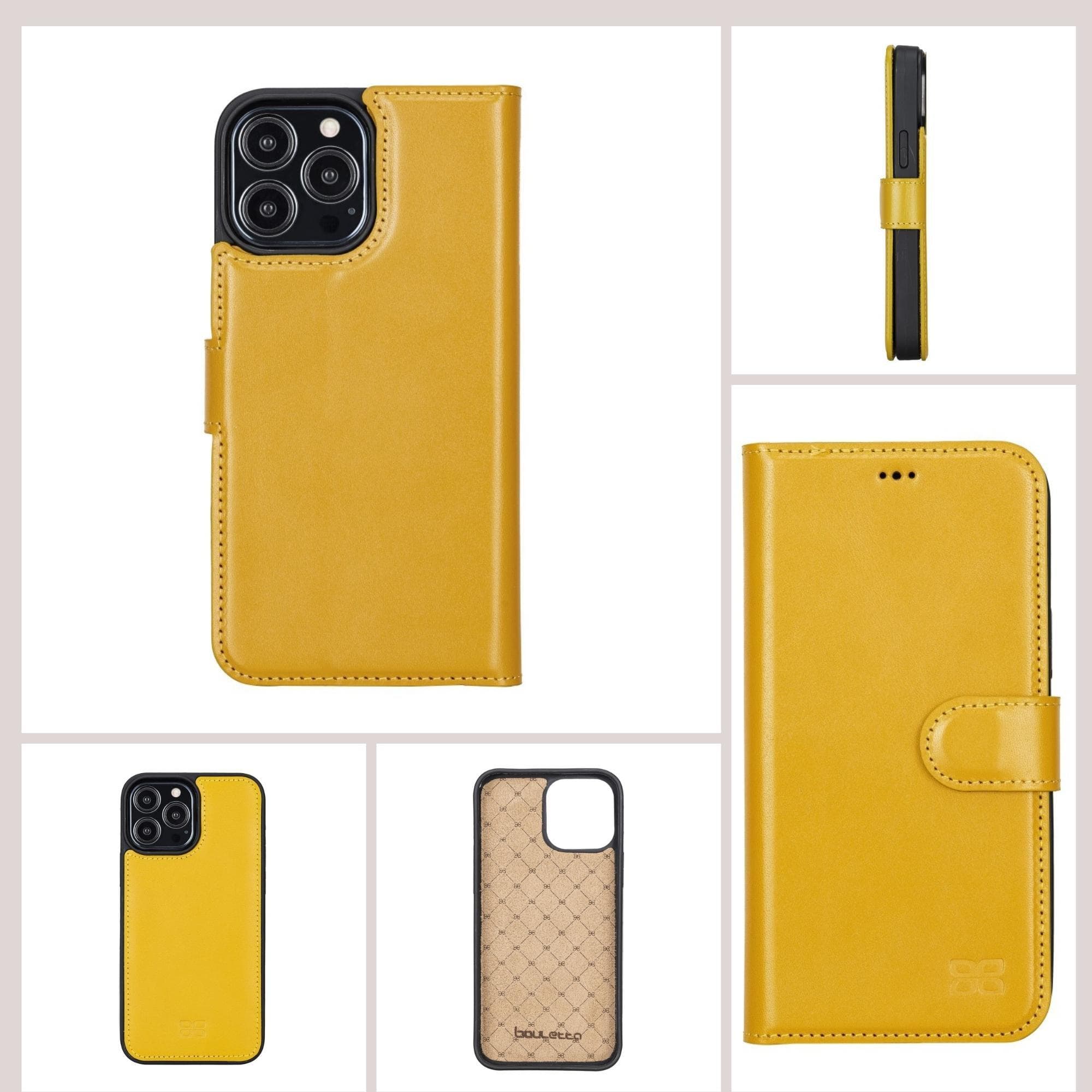 Étui portefeuille détachable en cuir véritable pour iPhone 13