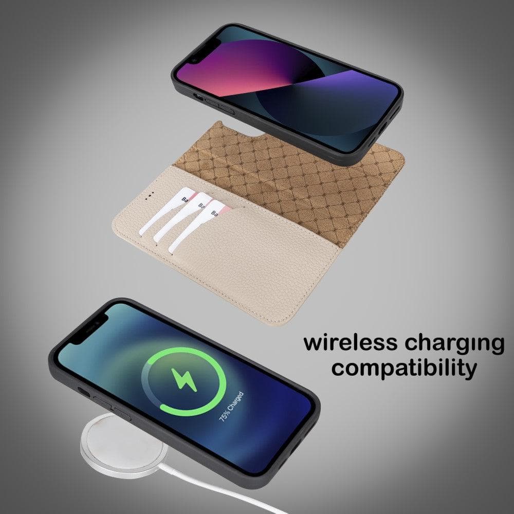 Étui portefeuille détachable en cuir véritable pour iPhone 13