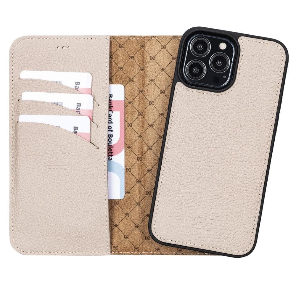 Étui portefeuille détachable en cuir véritable pour iPhone 13