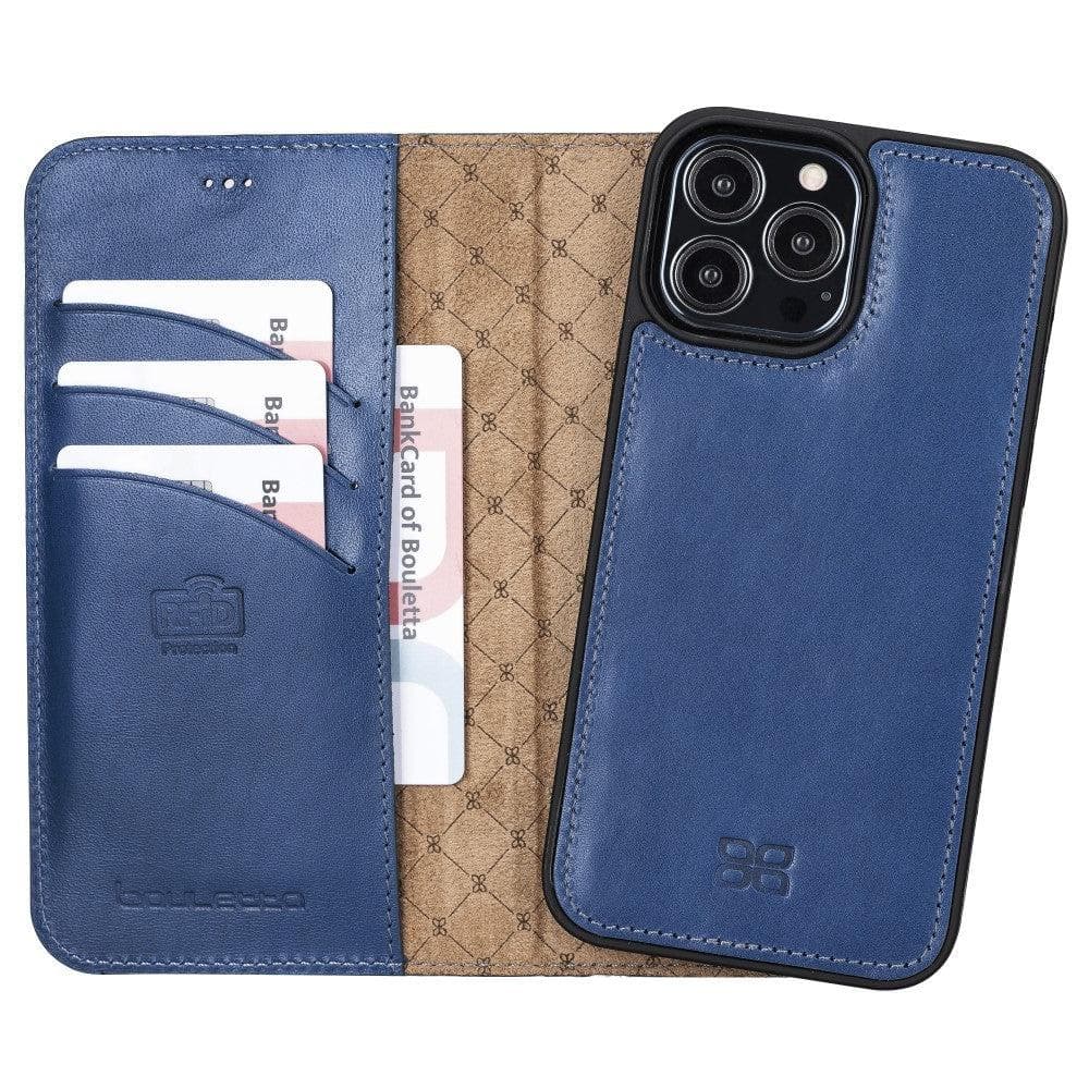 Étui portefeuille détachable en cuir véritable pour iPhone 13