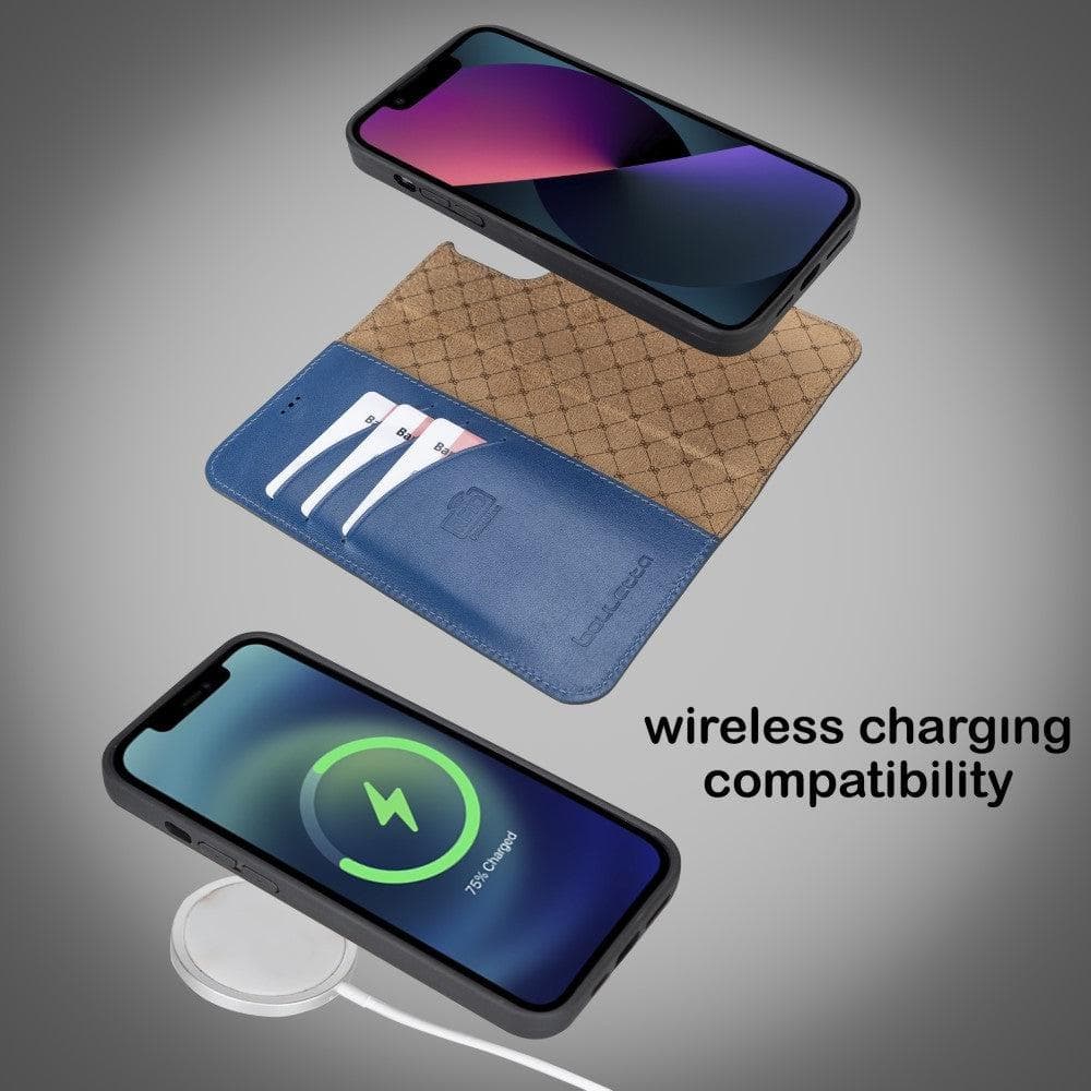 Étui portefeuille détachable en cuir véritable pour iPhone 13