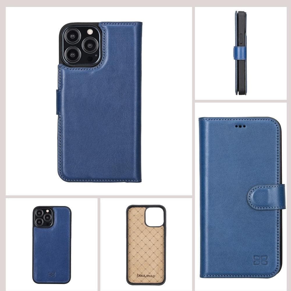 Étui portefeuille détachable en cuir véritable pour iPhone 13