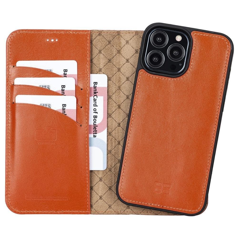 Étui portefeuille détachable en cuir véritable pour iPhone 13