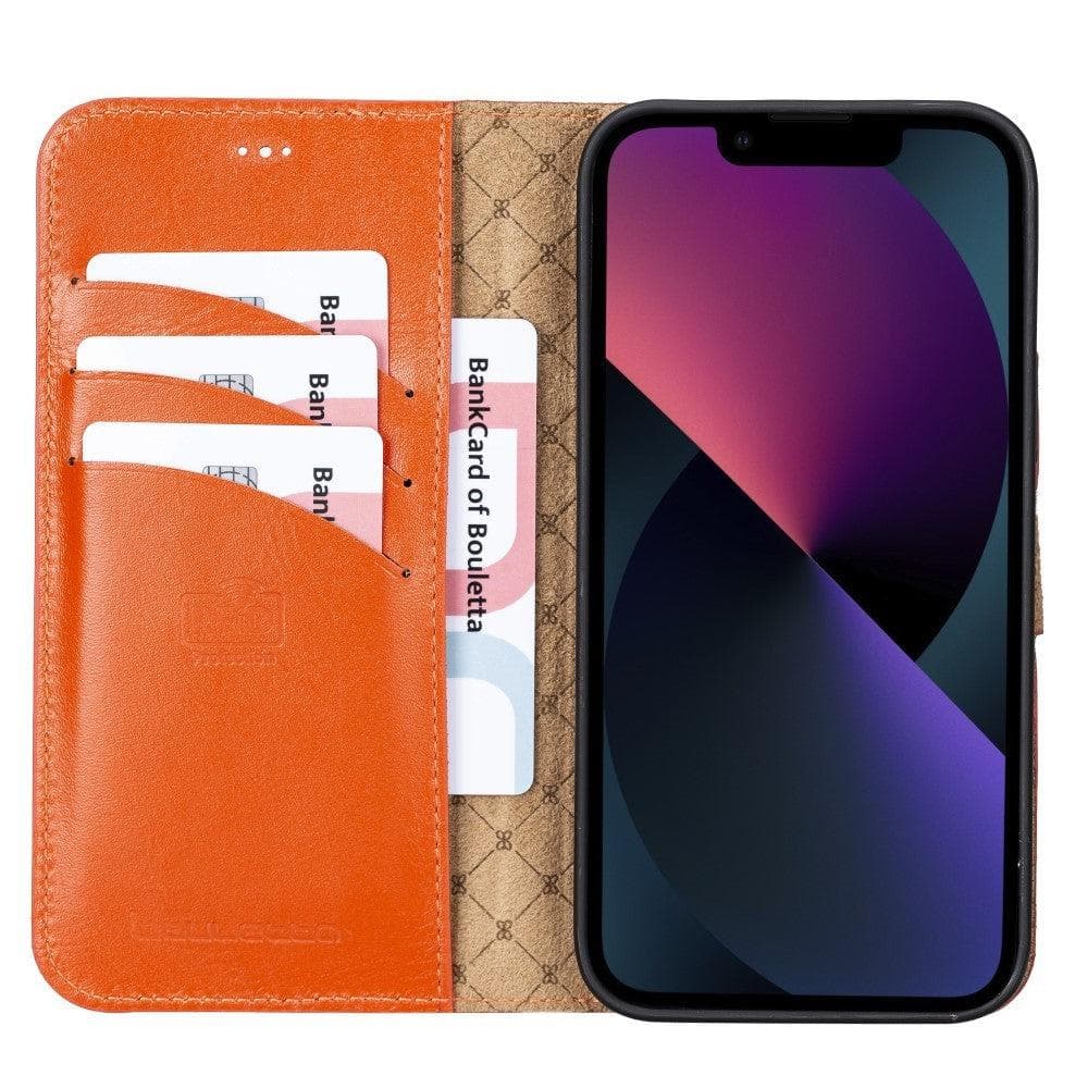 Étui portefeuille détachable en cuir véritable pour iPhone 13