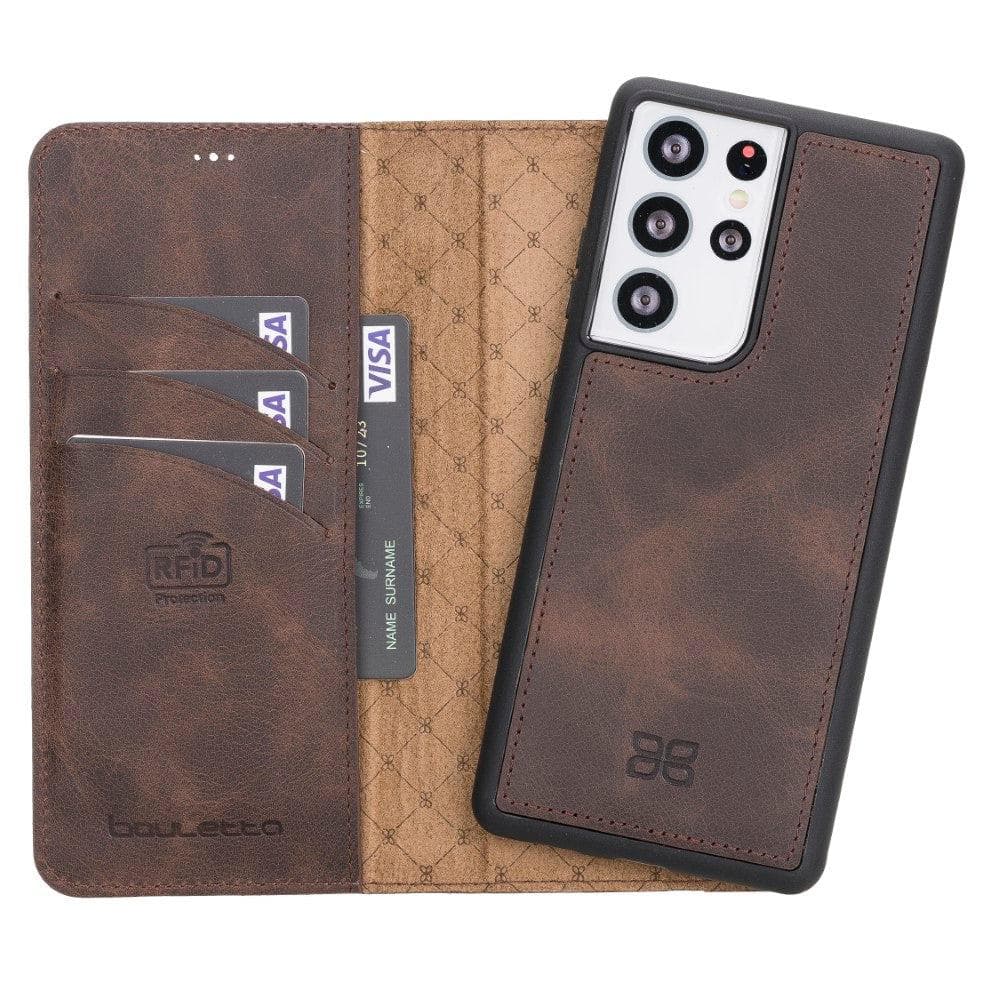 Samsung Galaxy S21 Series Genuine Leather Detachable Wallet Cases