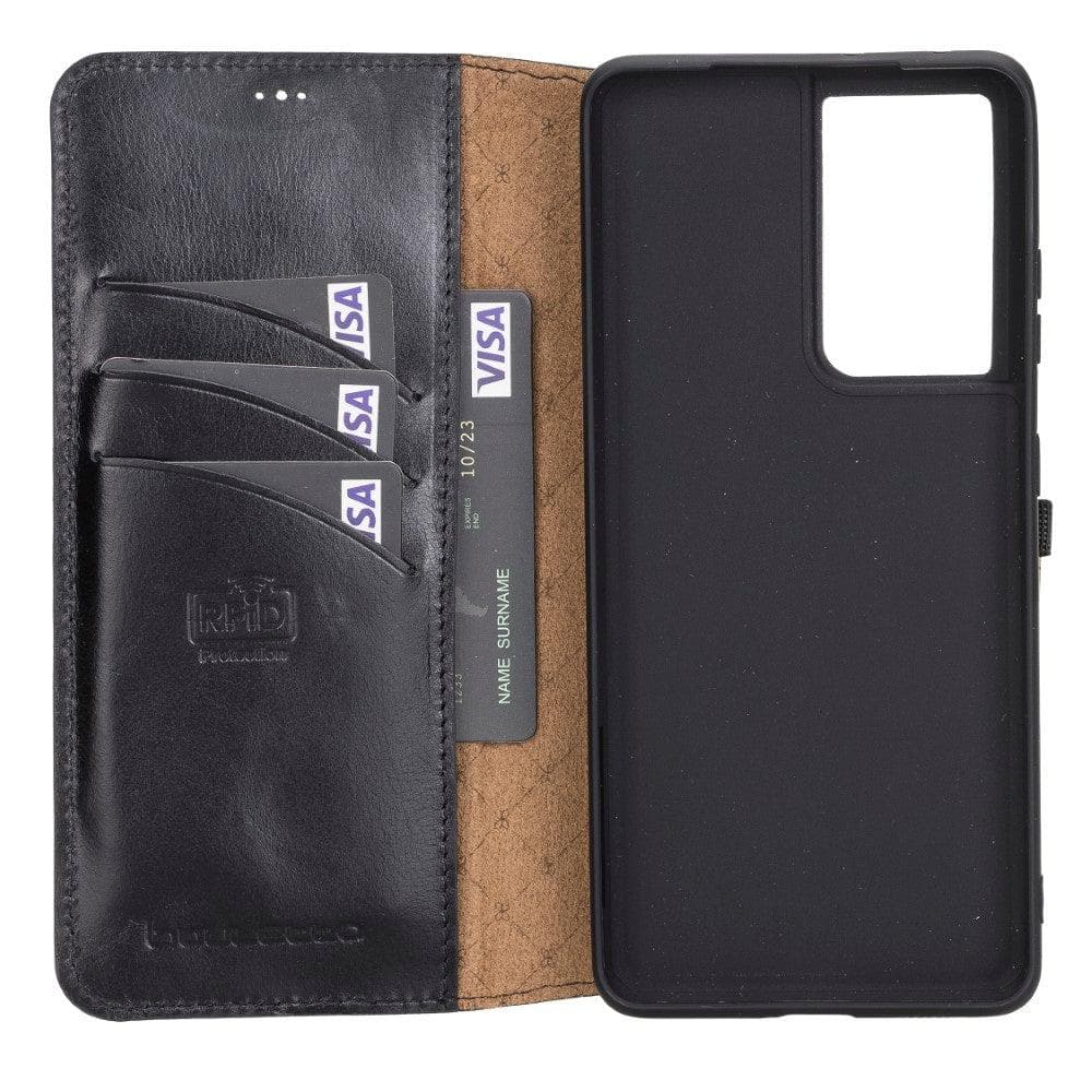 Samsung Galaxy S21 Series Genuine Leather Non-Detachable Wallet Cases