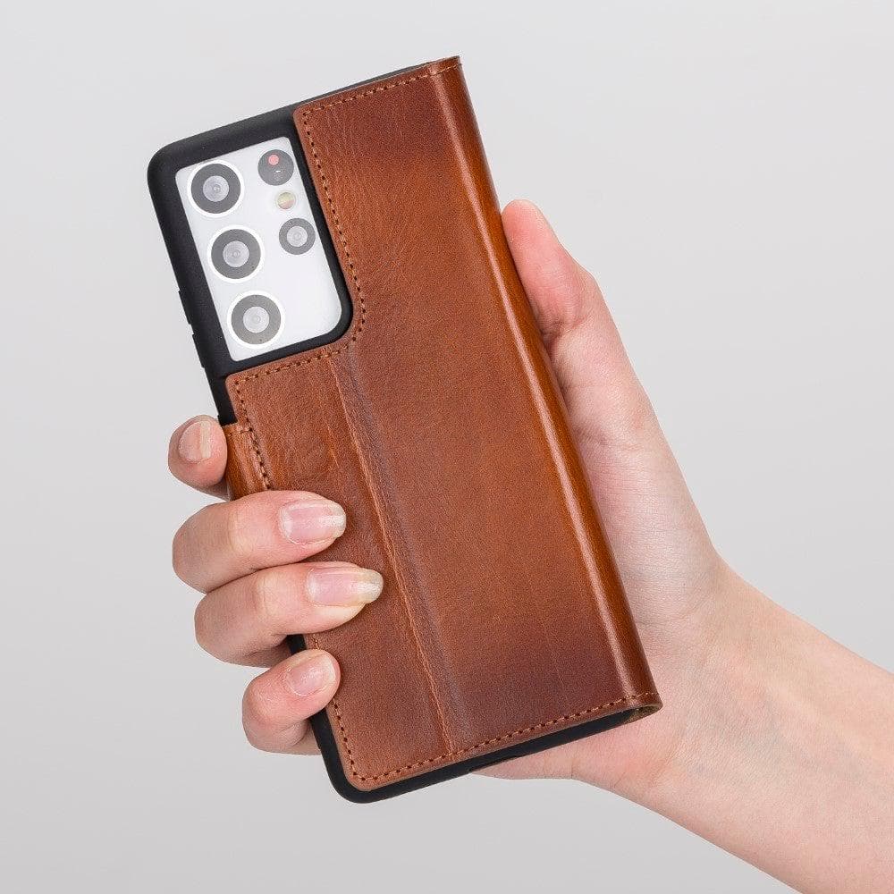 Samsung Galaxy S21 Series Genuine Leather Non-Detachable Wallet Cases