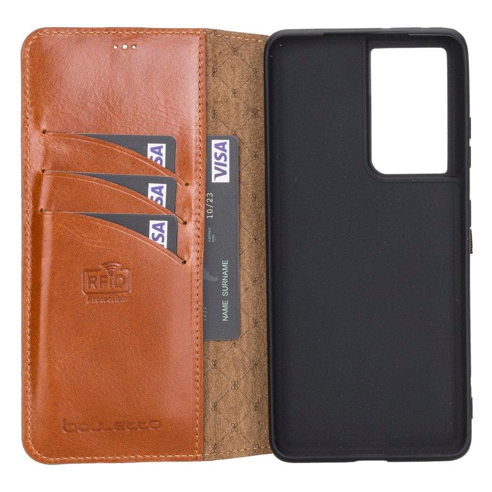 Samsung Galaxy S21 Series Genuine Leather Non-Detachable Wallet Cases