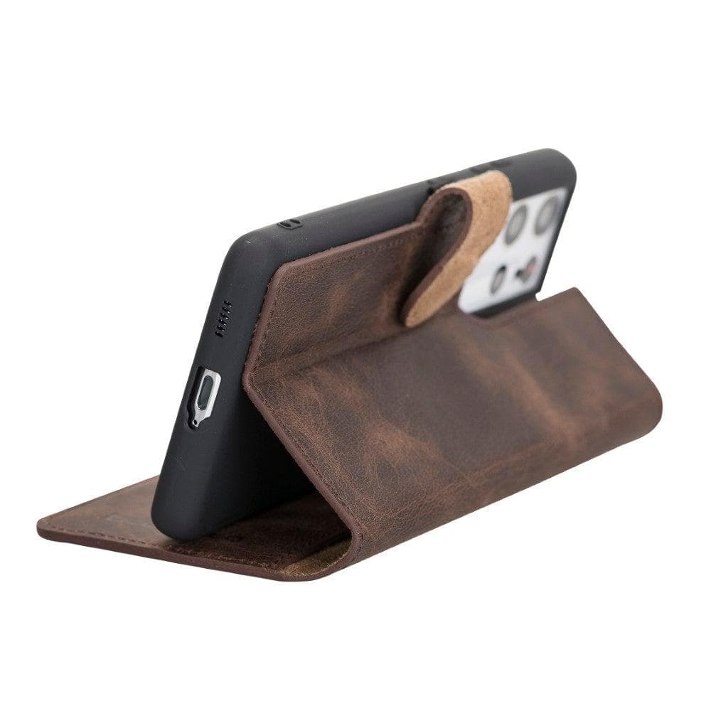 Samsung Galaxy S21 Series Genuine Leather Non-Detachable Wallet Cases