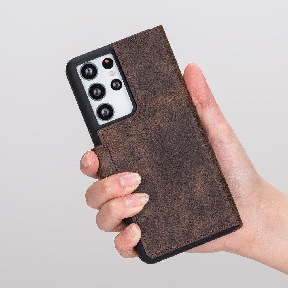 Samsung Galaxy S21 Series Genuine Leather Non-Detachable Wallet Cases