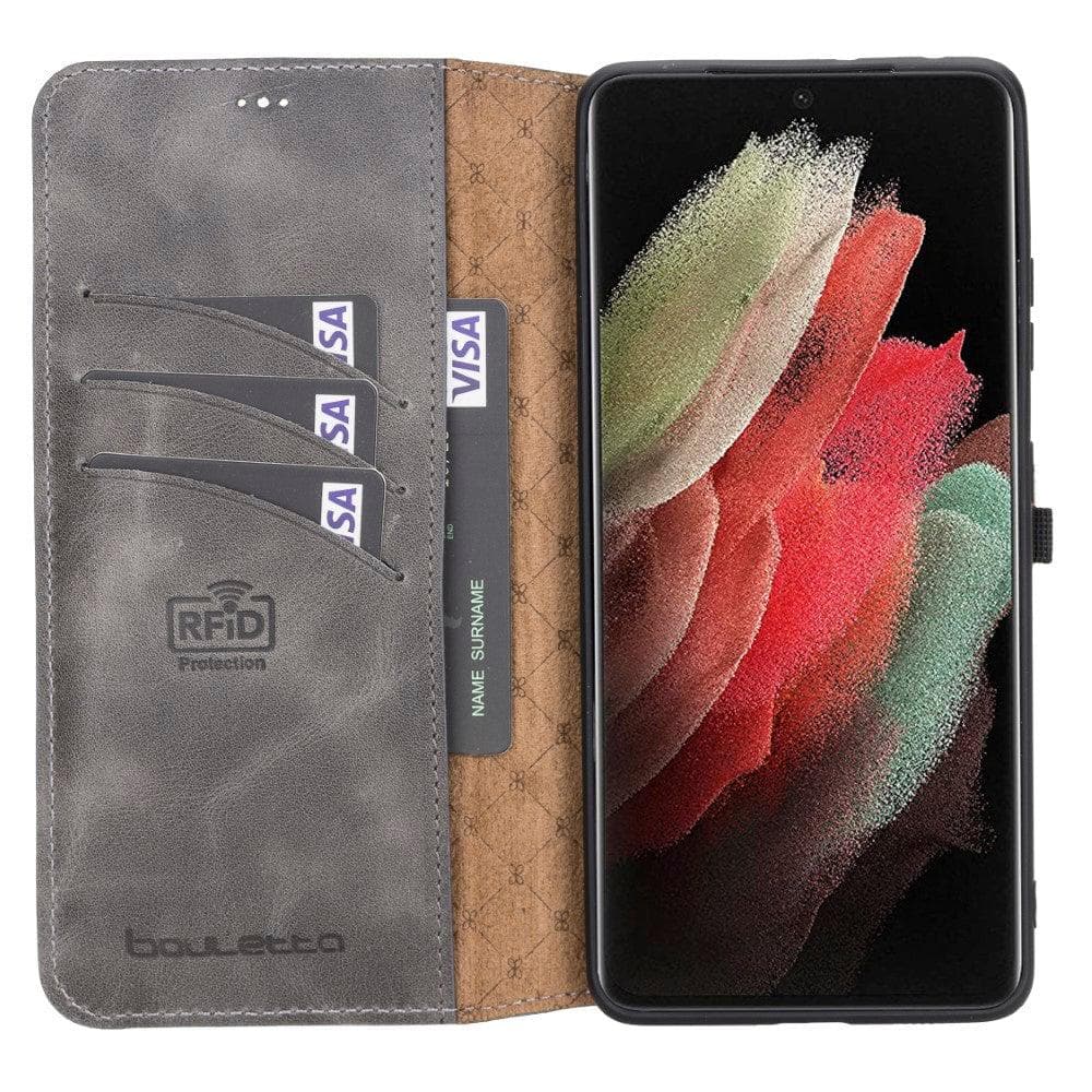 Samsung Galaxy S21 Series Genuine Leather Non-Detachable Wallet Cases