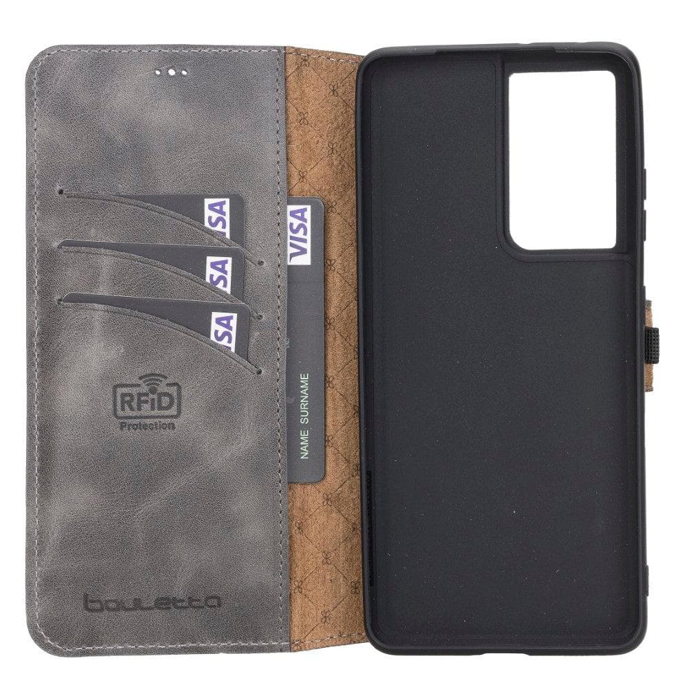 Samsung Galaxy S21 Series Genuine Leather Non-Detachable Wallet Cases