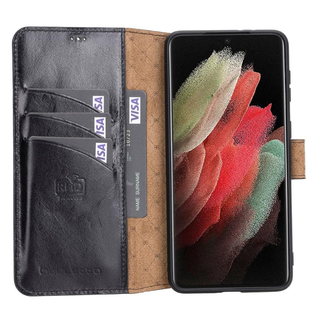 Samsung Galaxy S21 Series Genuine Leather Non-Detachable Wallet Cases