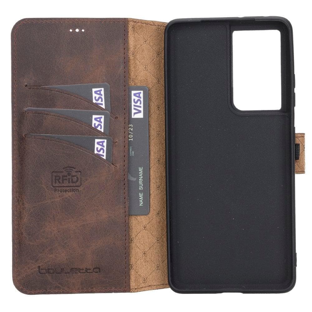 Samsung Galaxy S21 Series Genuine Leather Non-Detachable Wallet Cases