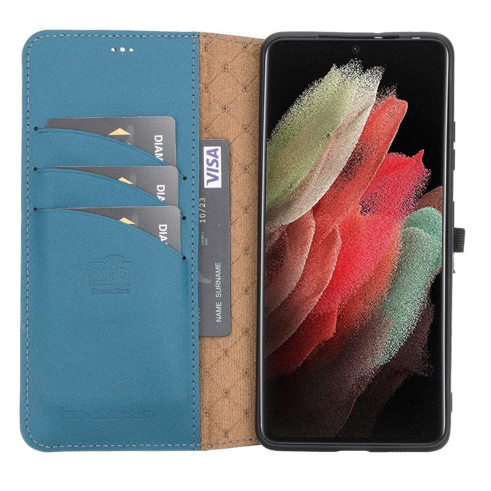 Samsung Galaxy S21 Series Genuine Leather Non-Detachable Wallet Cases
