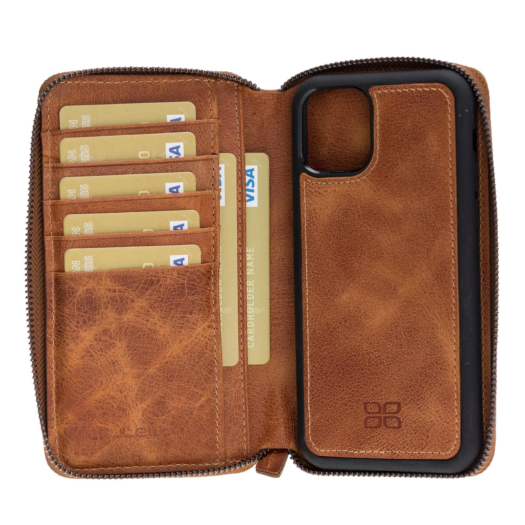 Apple iPhone 11 Series Genuine Leather Pouch Detachable Wallet Case