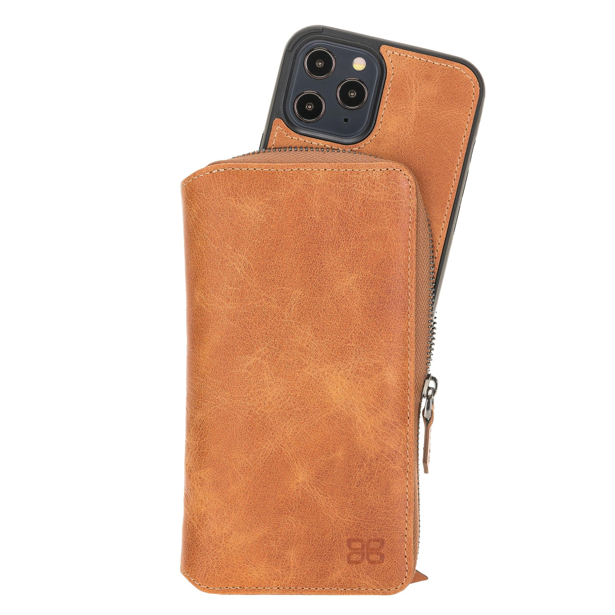 iPhone 12 Series Genuine Leather Detachable and Zipper Pouch Magic Wallet