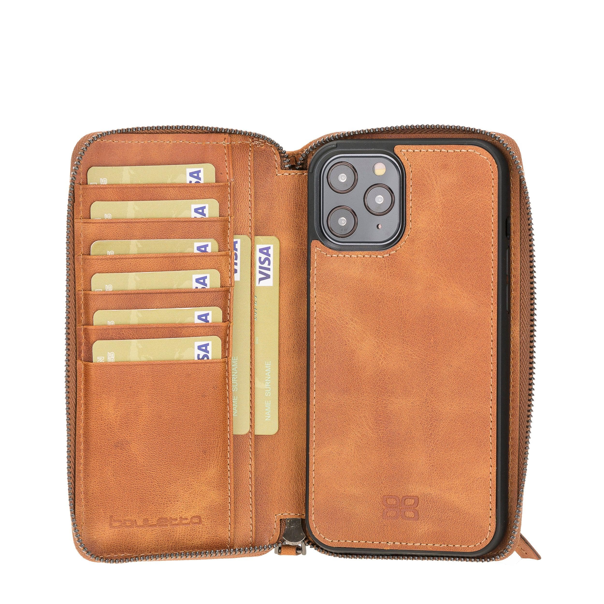iPhone 12 Series Genuine Leather Detachable and Zipper Pouch Magic Wallet