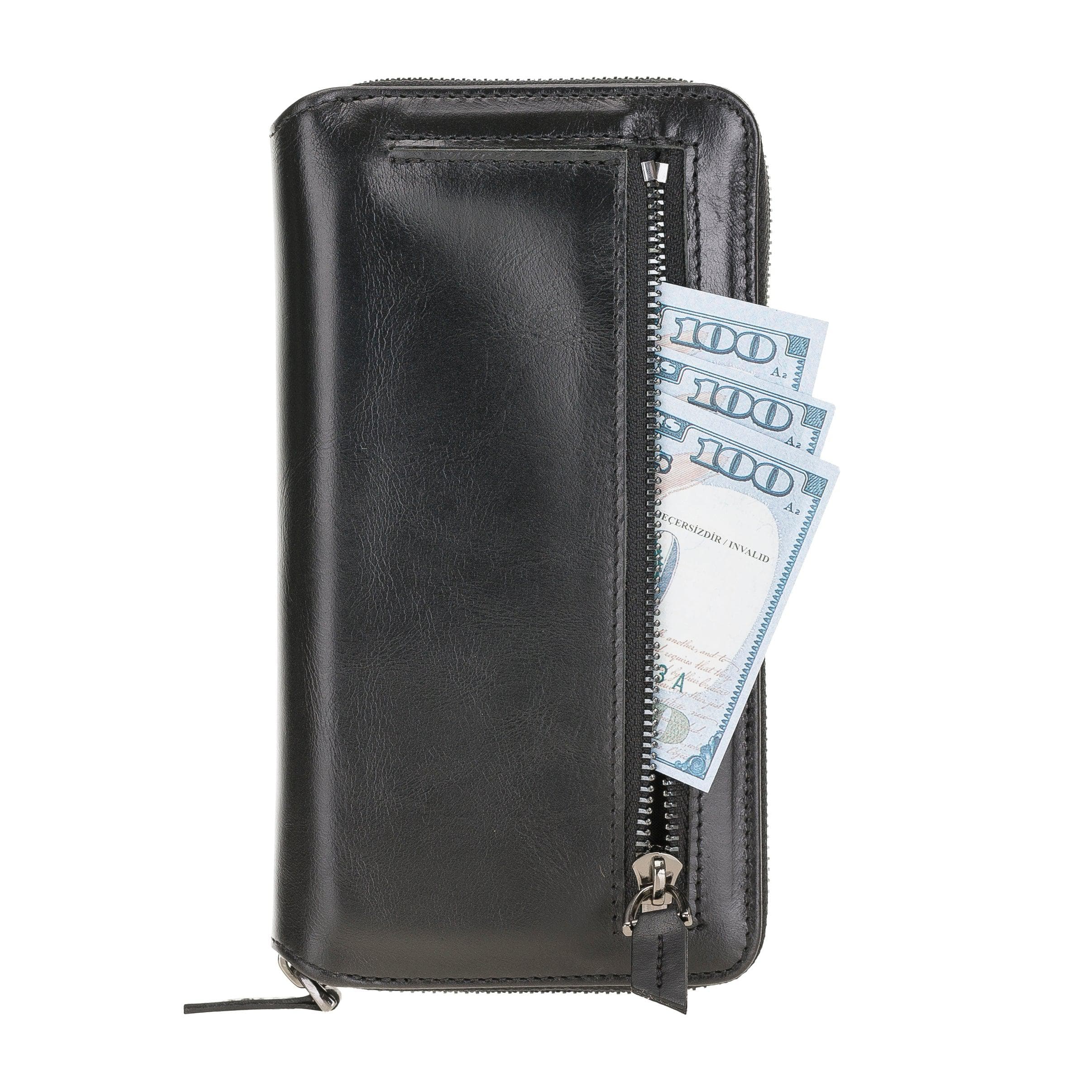 iPhone 12 Series Genuine Leather Detachable and Zipper Pouch Magic Wallet