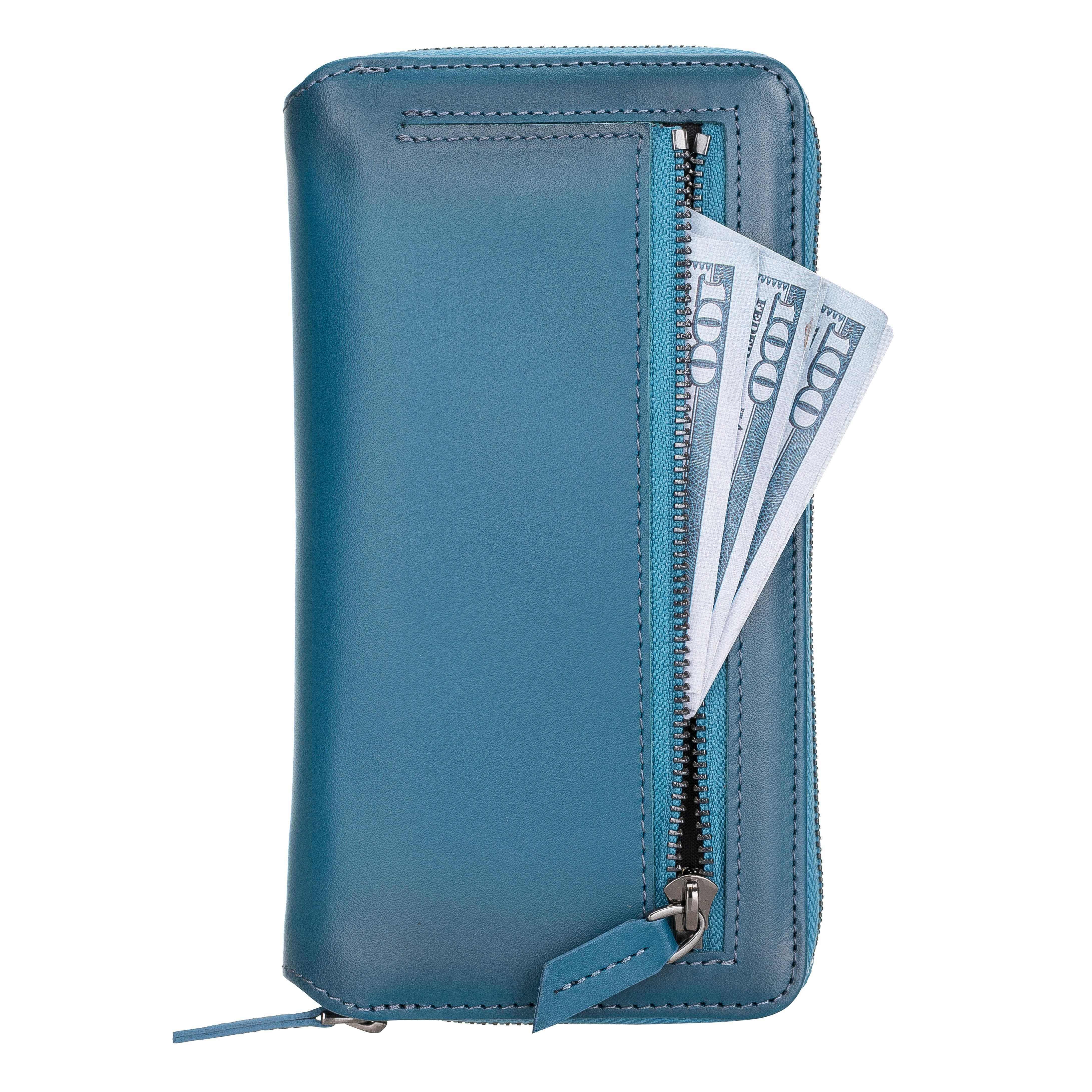 iPhone 12 Series Genuine Leather Detachable and Zipper Pouch Magic Wallet