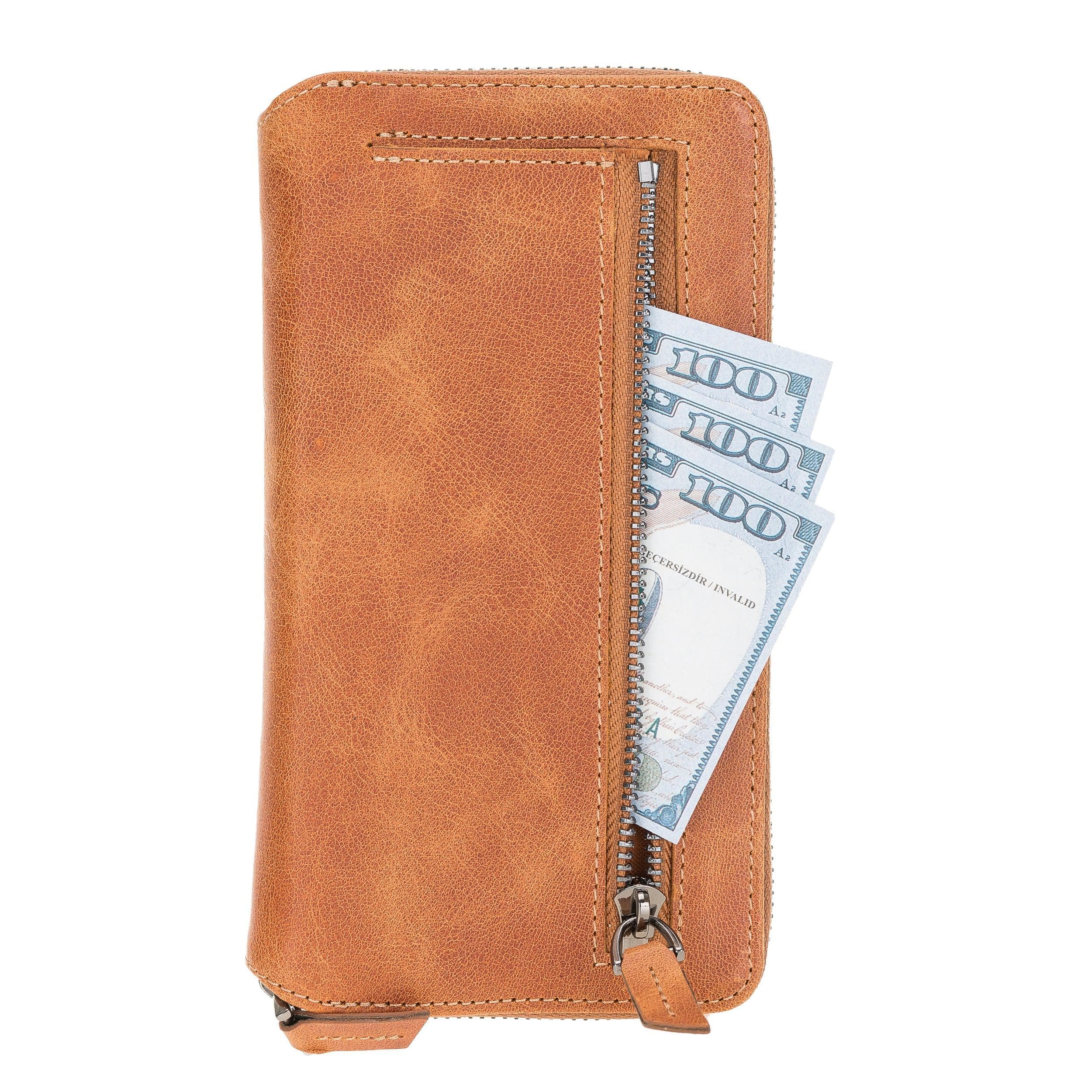 iPhone 12 Series Genuine Leather Detachable and Zipper Pouch Magic Wallet