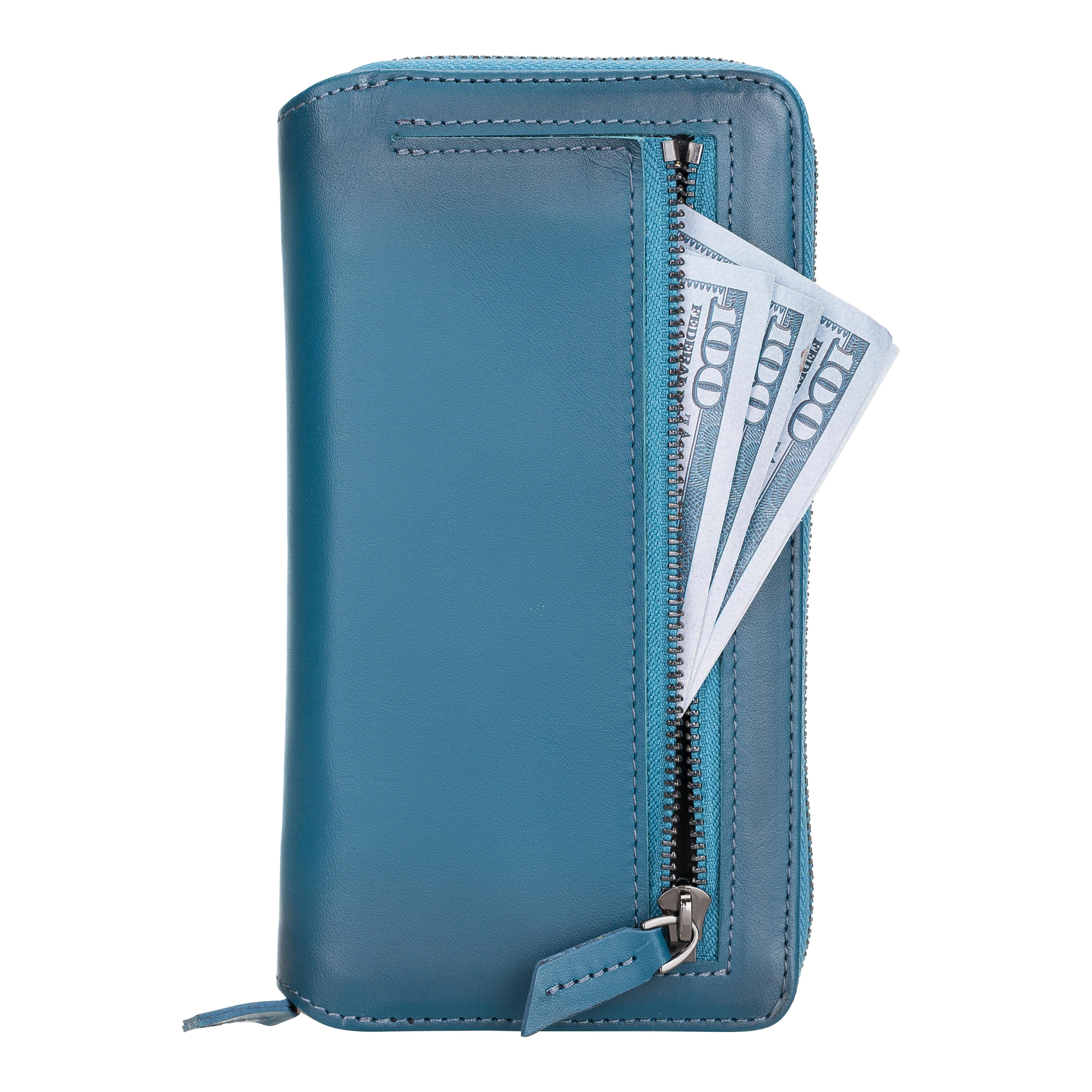 iPhone 12 Series Genuine Leather Detachable and Zipper Pouch Magic Wallet