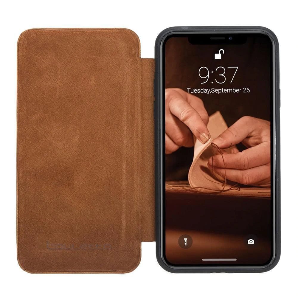Apple iPhone X Series Genuine Leather Slim Fit Book Wallet Case