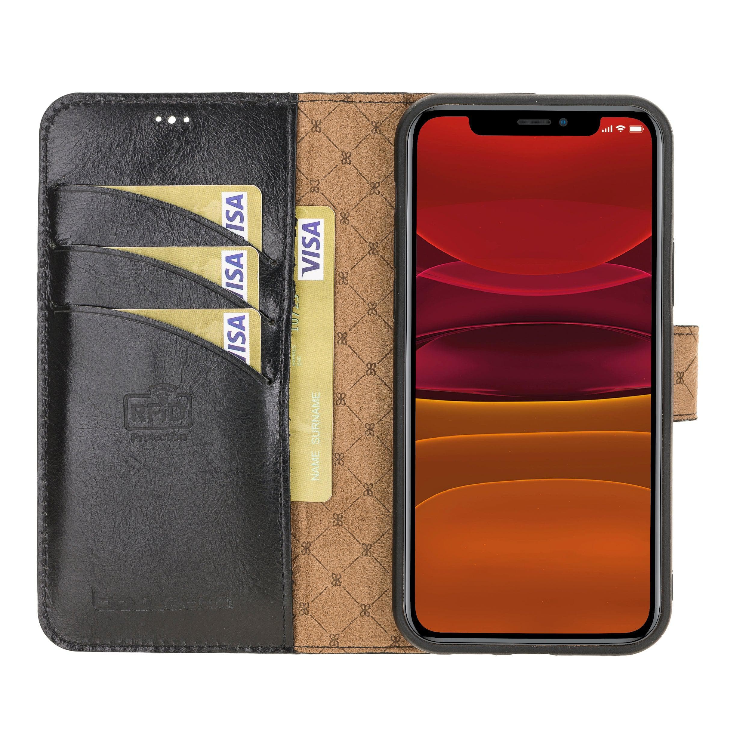 Apple iPhone 12 Series Genuine Leather Non Detachable Wallet Cases