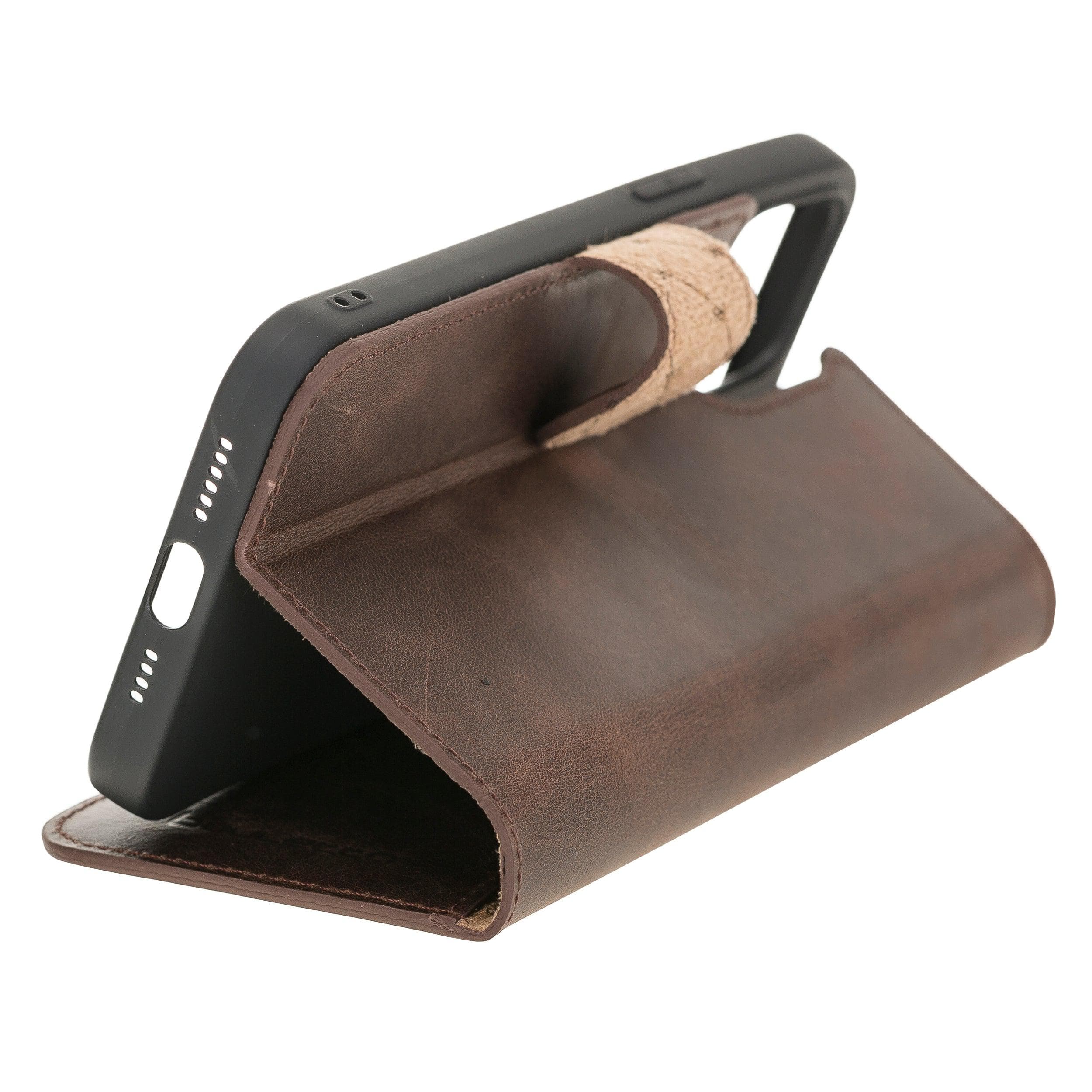 Apple iPhone 12 Series Genuine Leather Non Detachable Wallet Cases