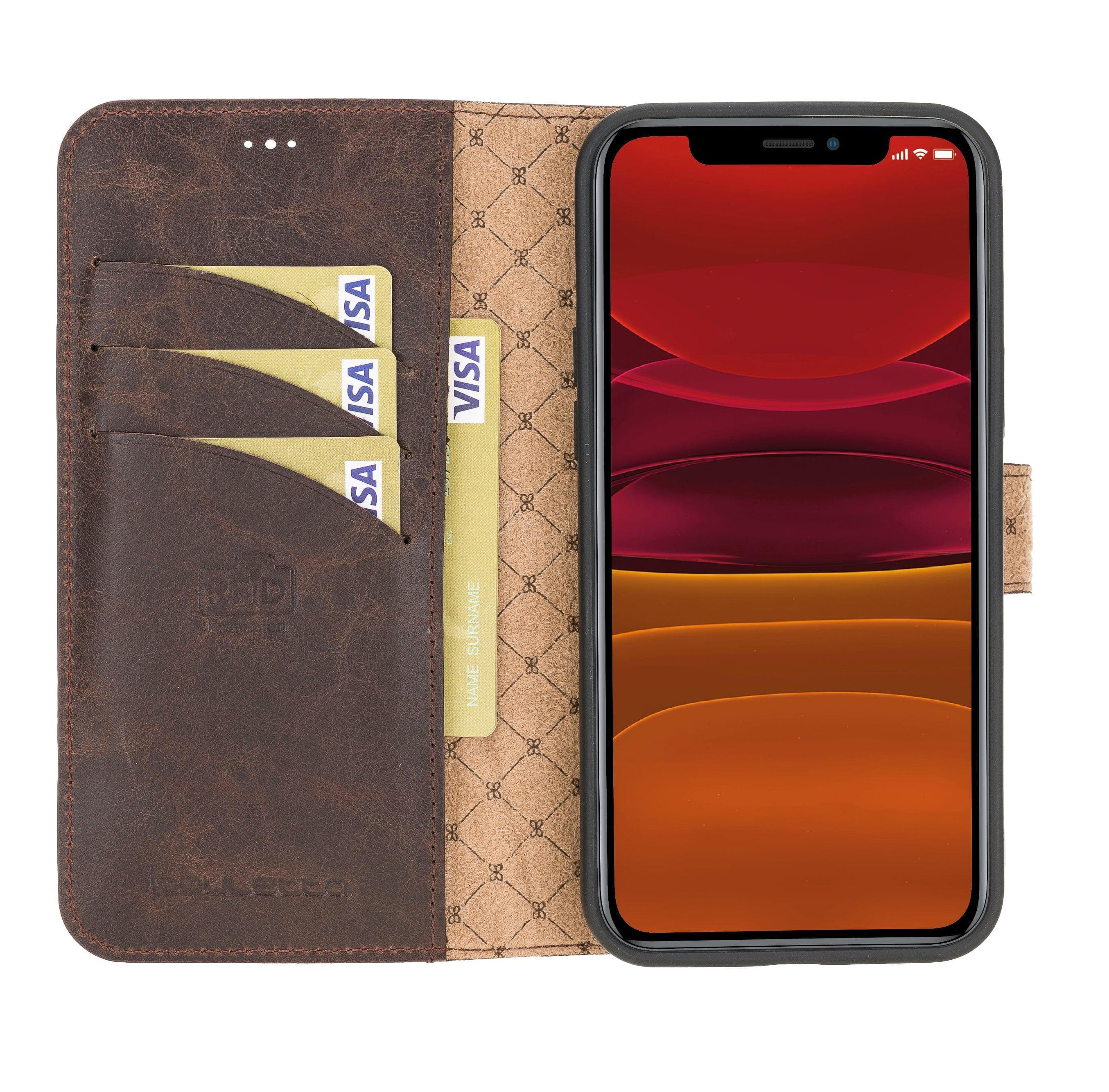 Apple iPhone 12 Series Genuine Leather Non Detachable Wallet Cases
