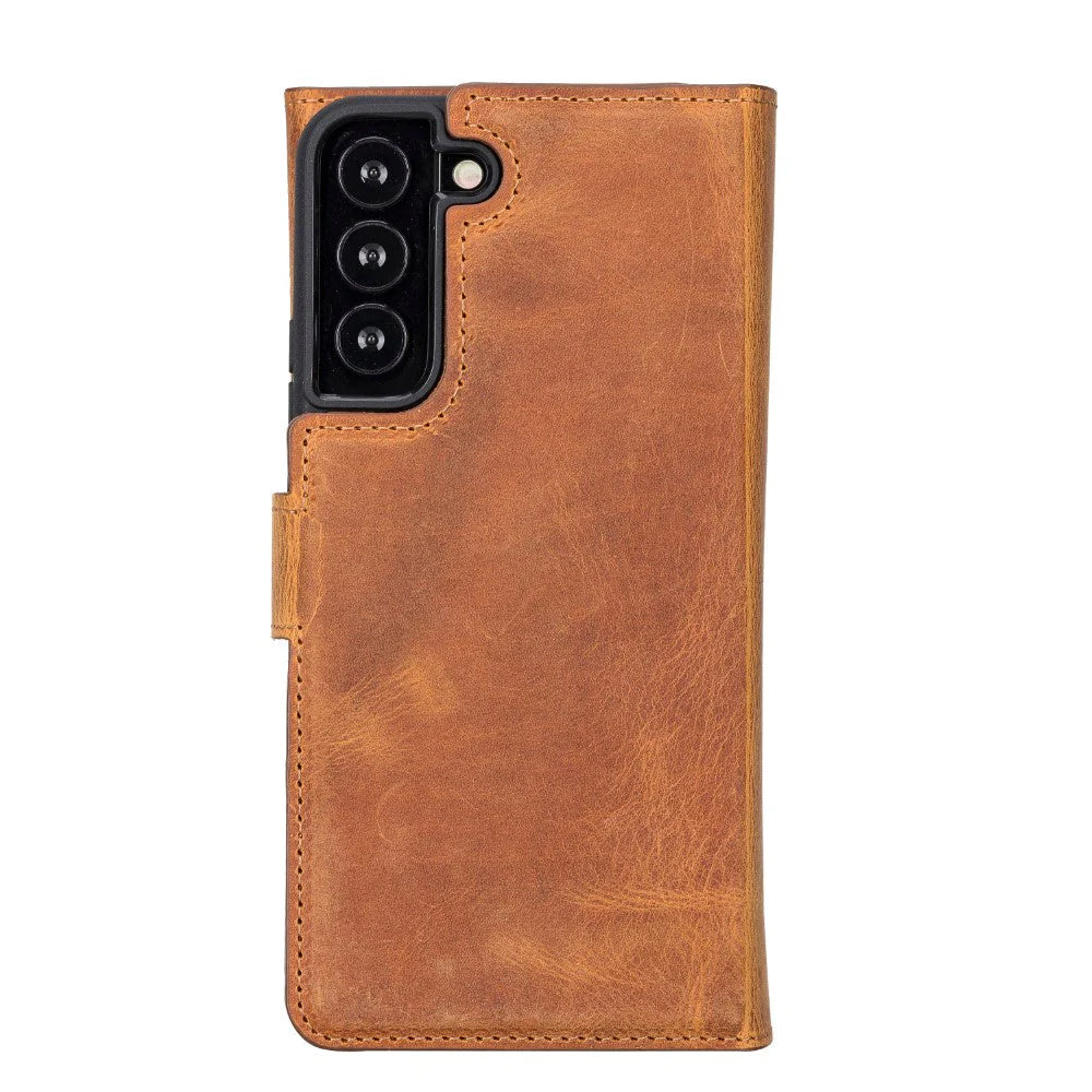 Brown phone case with a textured finish on a white background